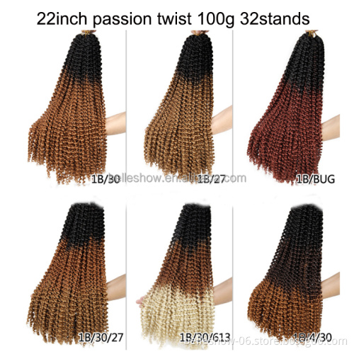 Hot sell passion twist hair 1water wave passion twists Synthetic Hair braiding 22inch ombre passion twist crochet